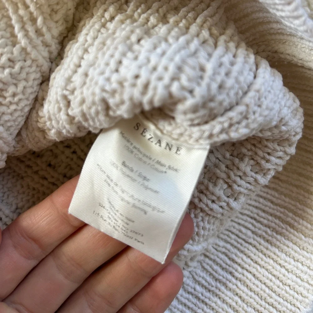 Sezane Cream Cable Knit 100% Cotton Cardigan XS - Picture 7 of 9